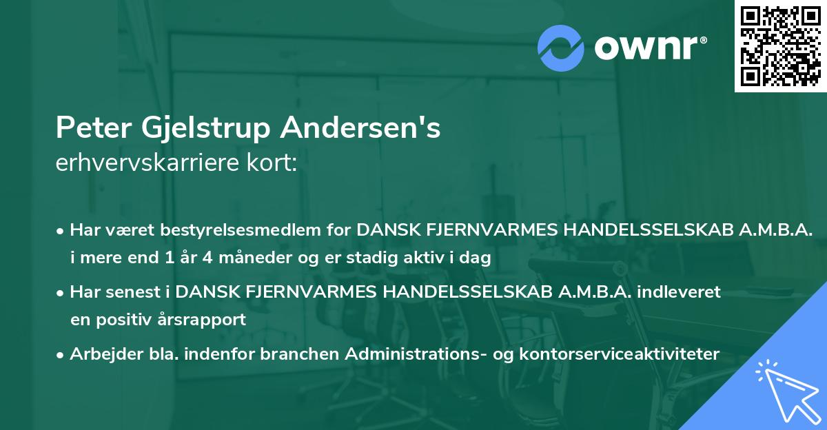 Peter Gjelstrup Andersen's erhvervskarriere kort