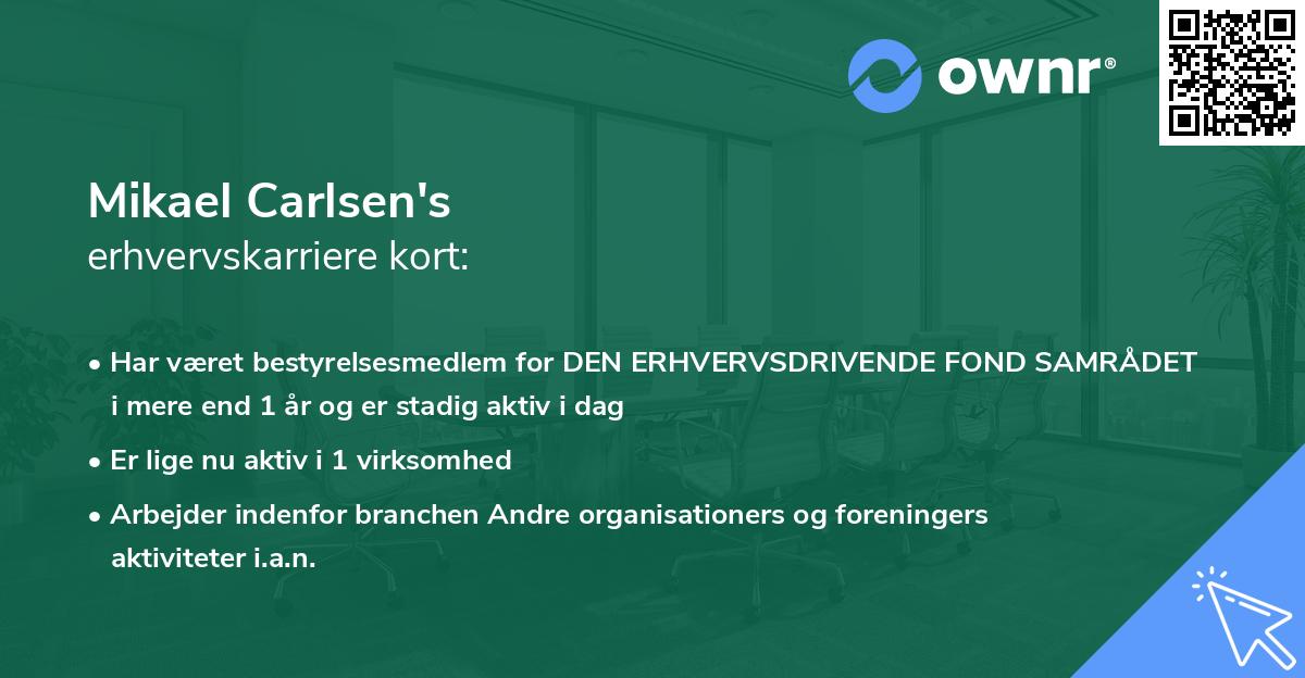 Mikael Carlsen's erhvervskarriere kort