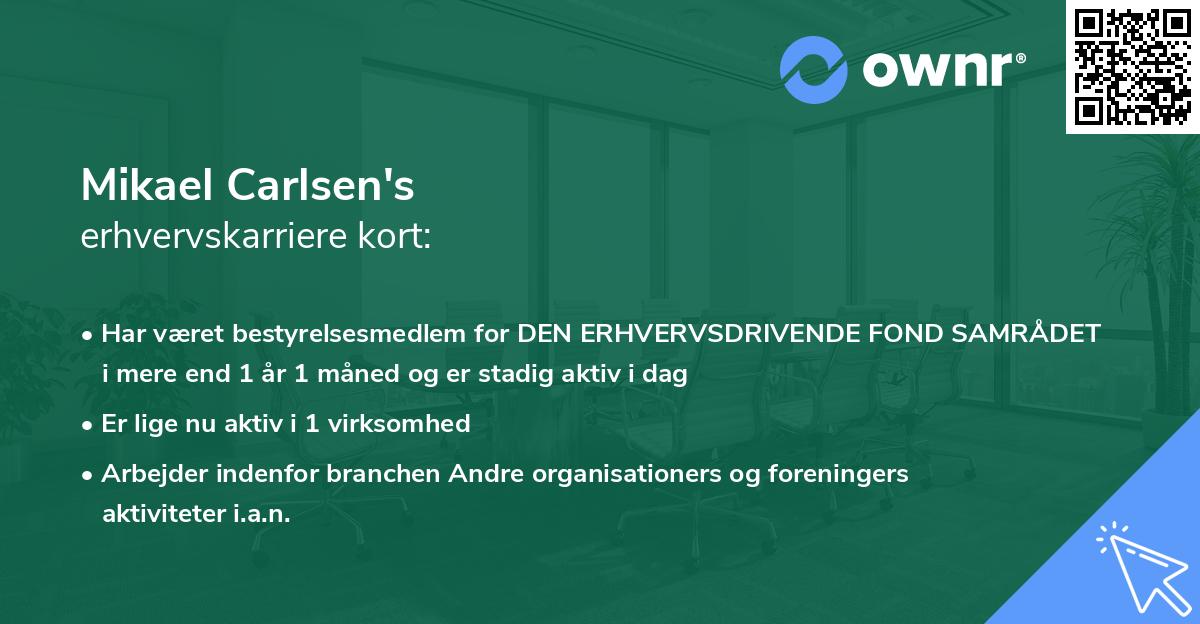 Mikael Carlsen's erhvervskarriere kort