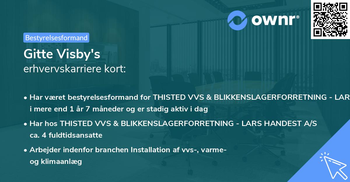 Gitte Visby's erhvervskarriere kort