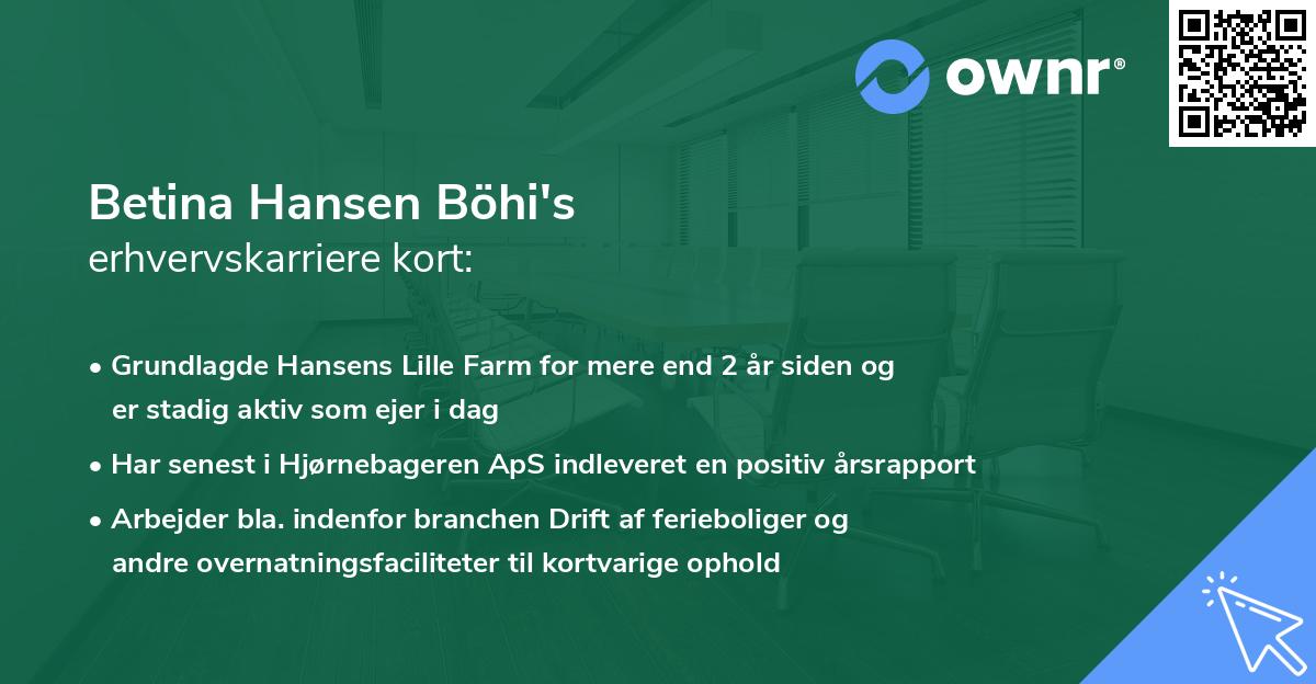 Betina Hansen Böhi's erhvervskarriere kort