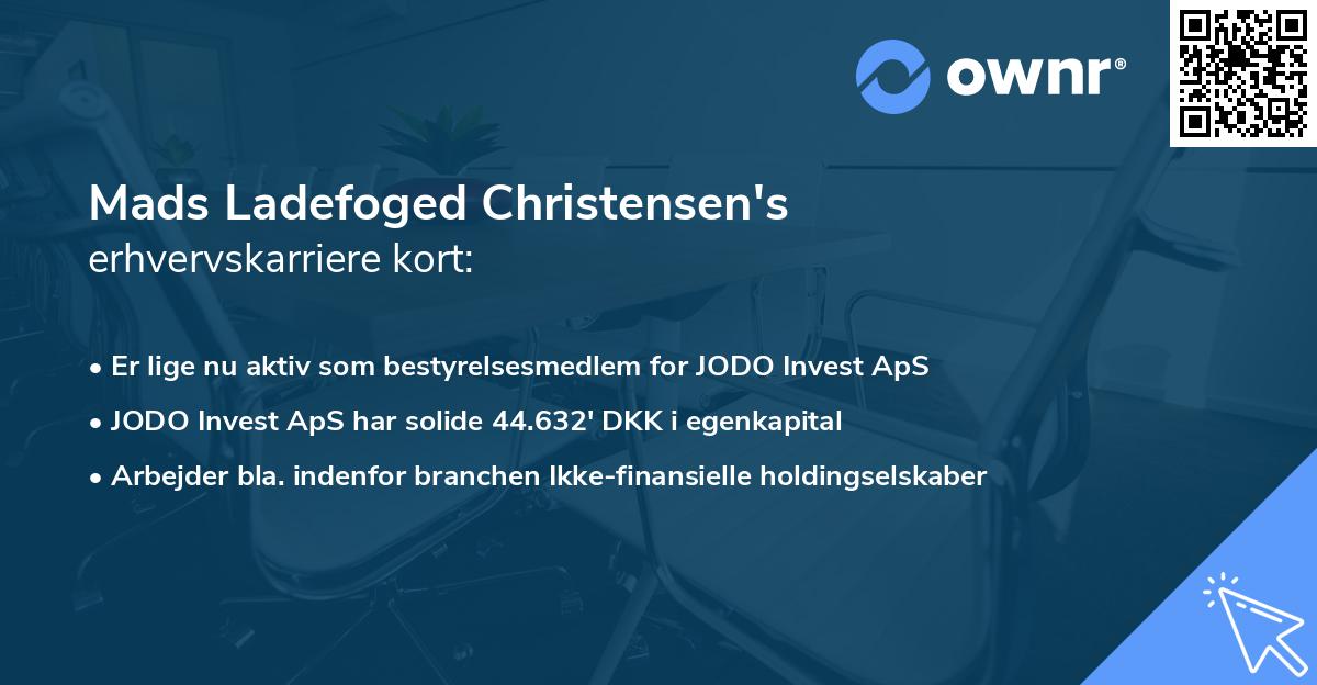 Mads Ladefoged Christensen's erhvervskarriere kort
