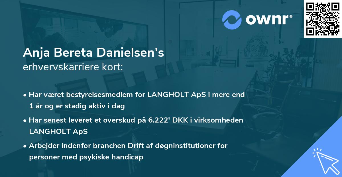 Anja Bereta Danielsen's erhvervskarriere kort