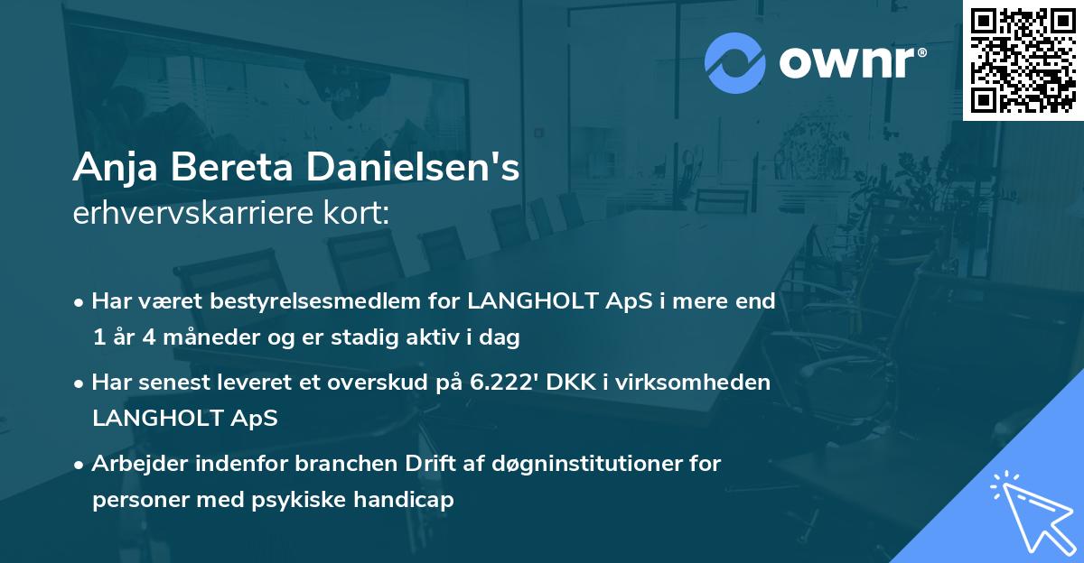 Anja Bereta Danielsen's erhvervskarriere kort