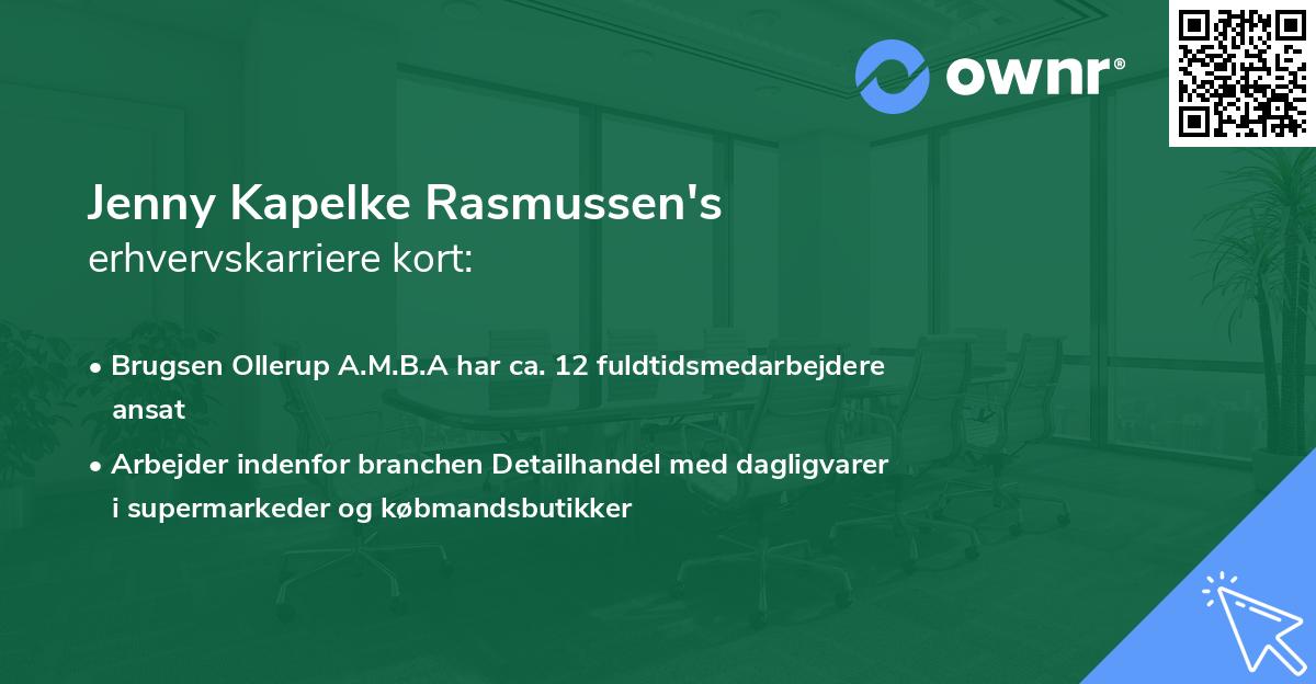 Jenny Kapelke Rasmussen's erhvervskarriere kort