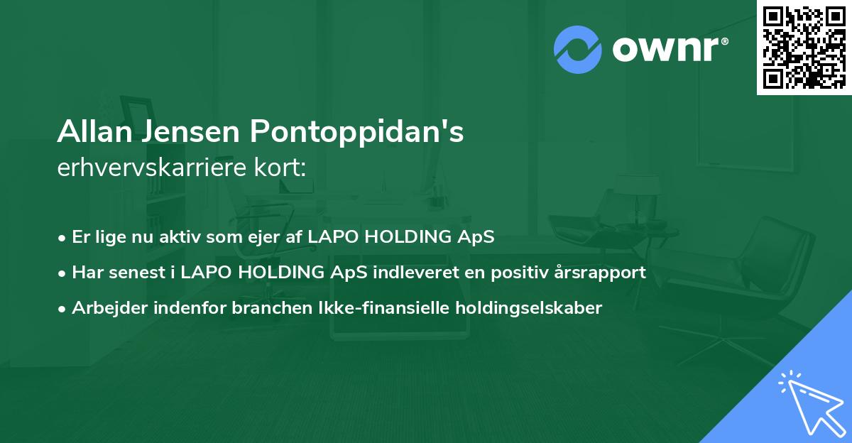 Allan Jensen Pontoppidan's erhvervskarriere kort