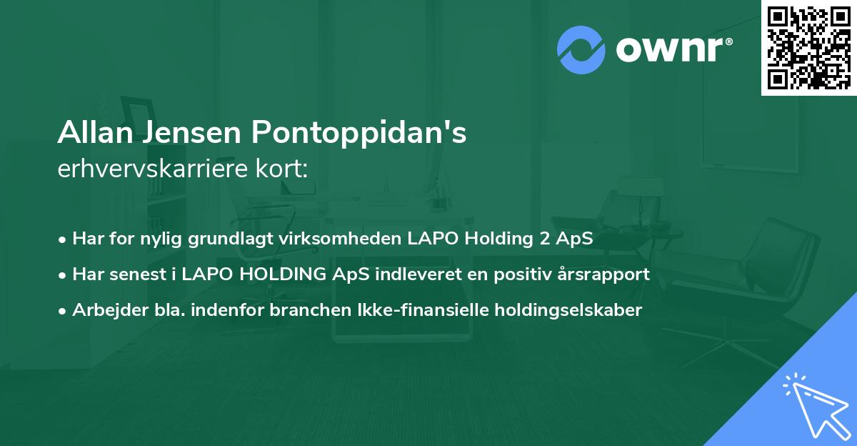Allan Jensen Pontoppidan's erhvervskarriere kort