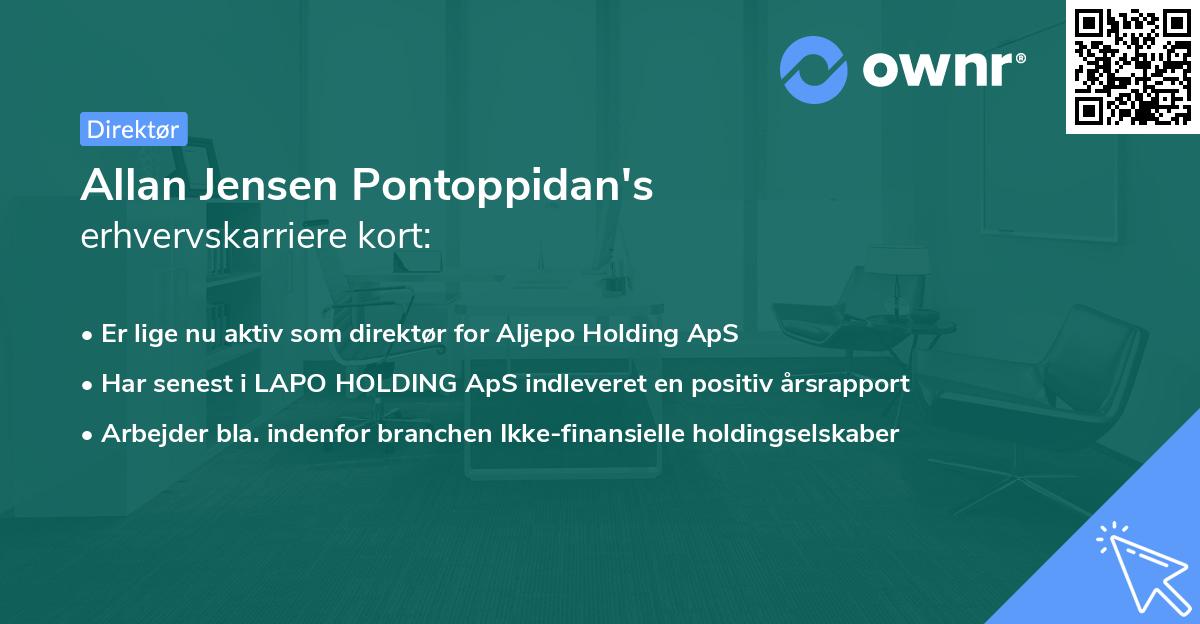 Allan Jensen Pontoppidan's erhvervskarriere kort
