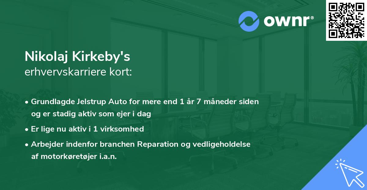 Nikolaj Kirkeby's erhvervskarriere kort