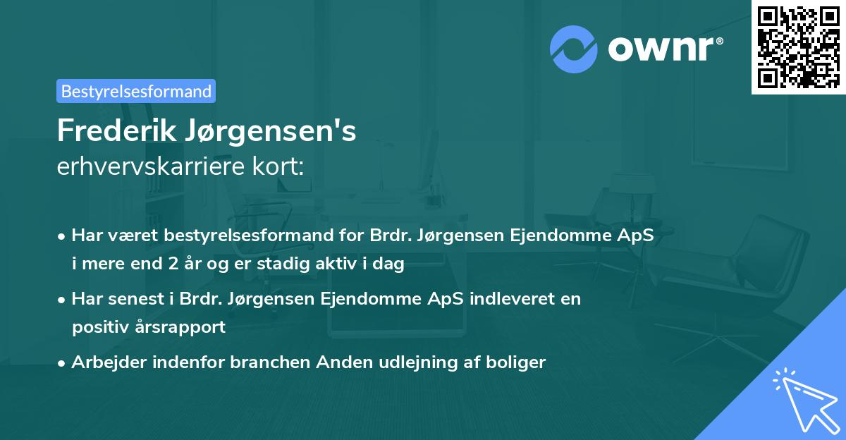 Frederik Jørgensen's erhvervskarriere kort