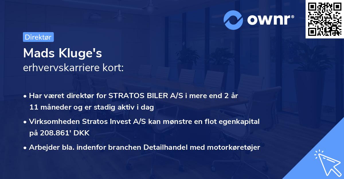 Mads Kluge's erhvervskarriere kort