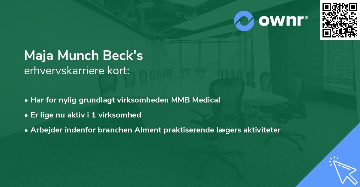 Maja Munch Beck's erhvervskarriere kort