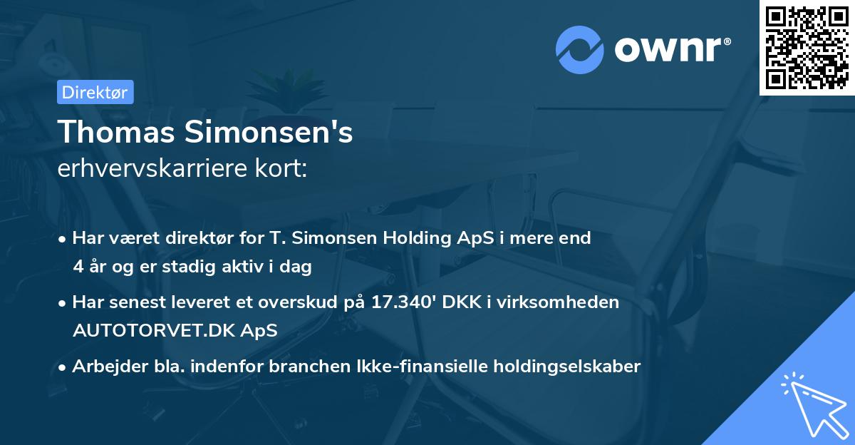 Thomas Simonsen's erhvervskarriere kort