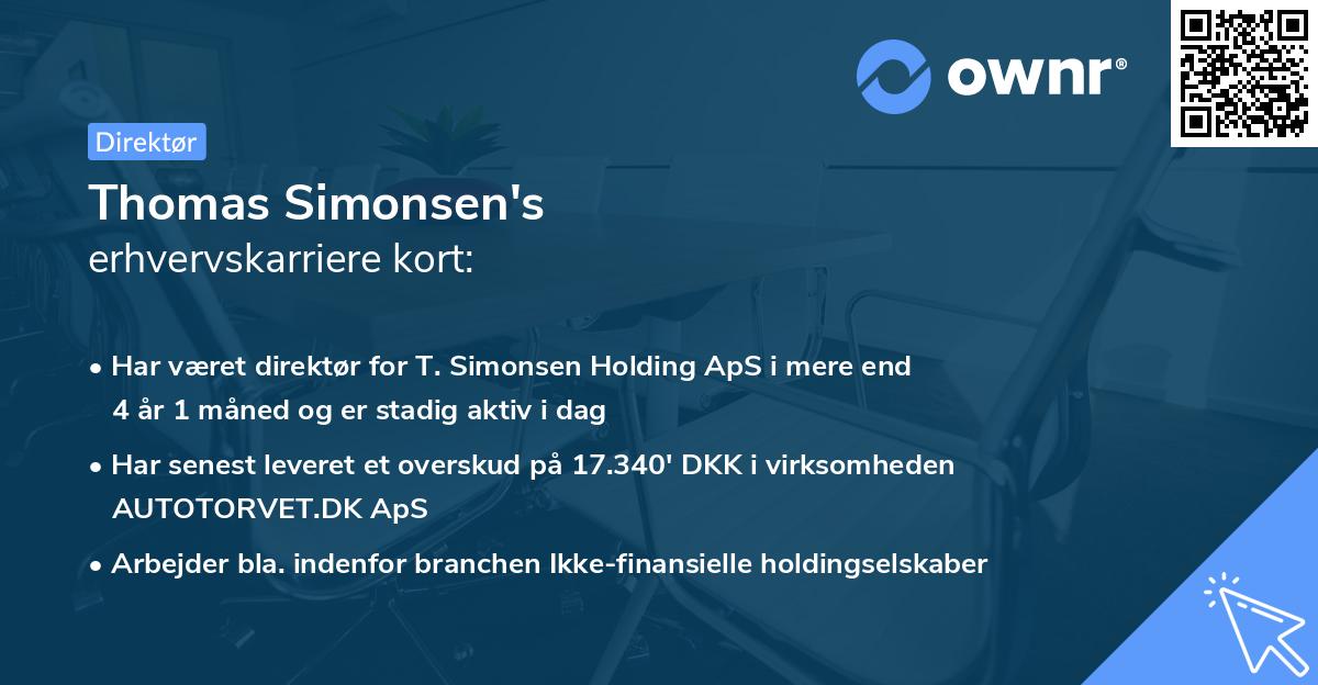 Thomas Simonsen's erhvervskarriere kort