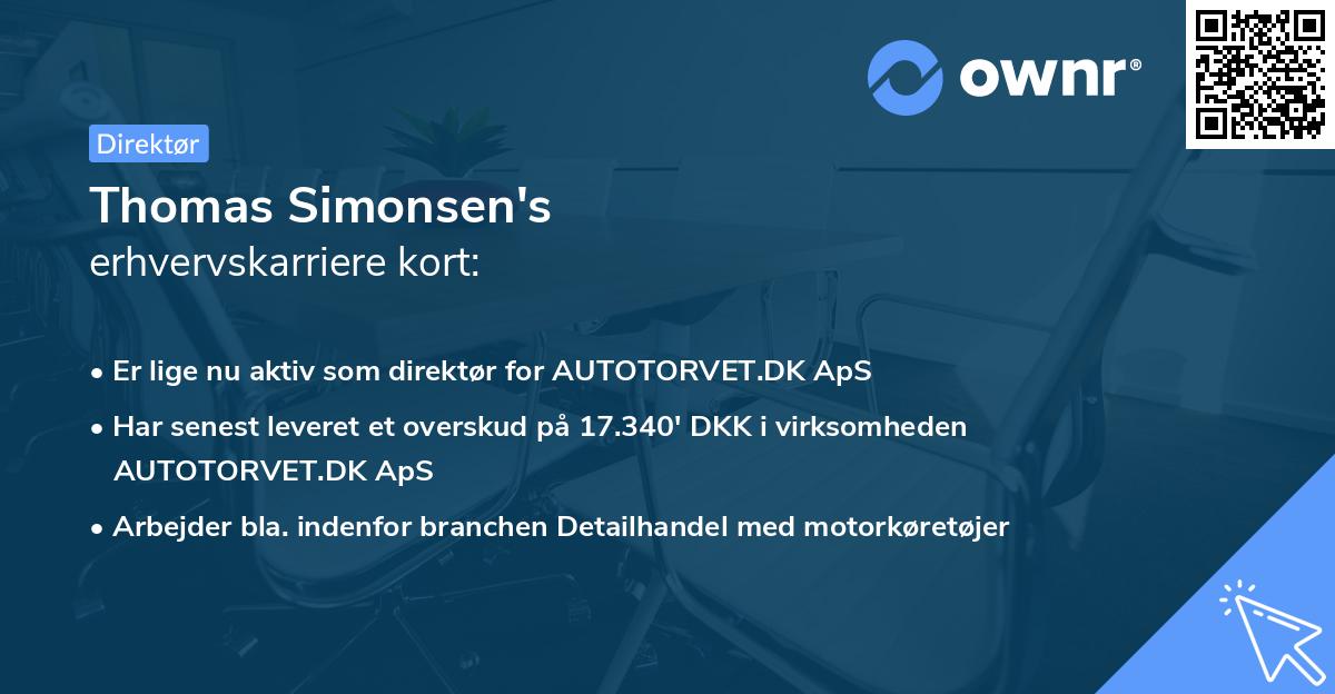 Thomas Simonsen's erhvervskarriere kort