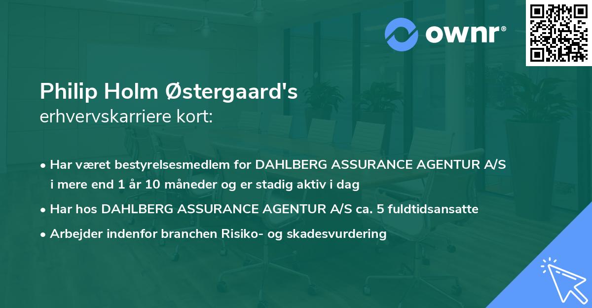 Philip Holm Østergaard's erhvervskarriere kort