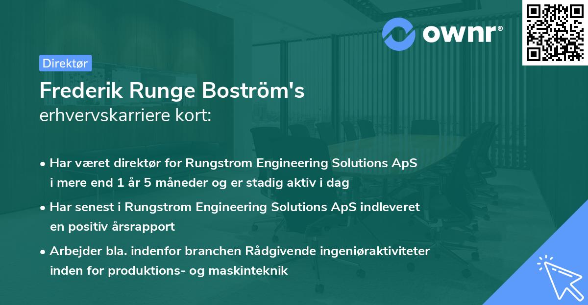 Frederik Runge Boström's erhvervskarriere kort