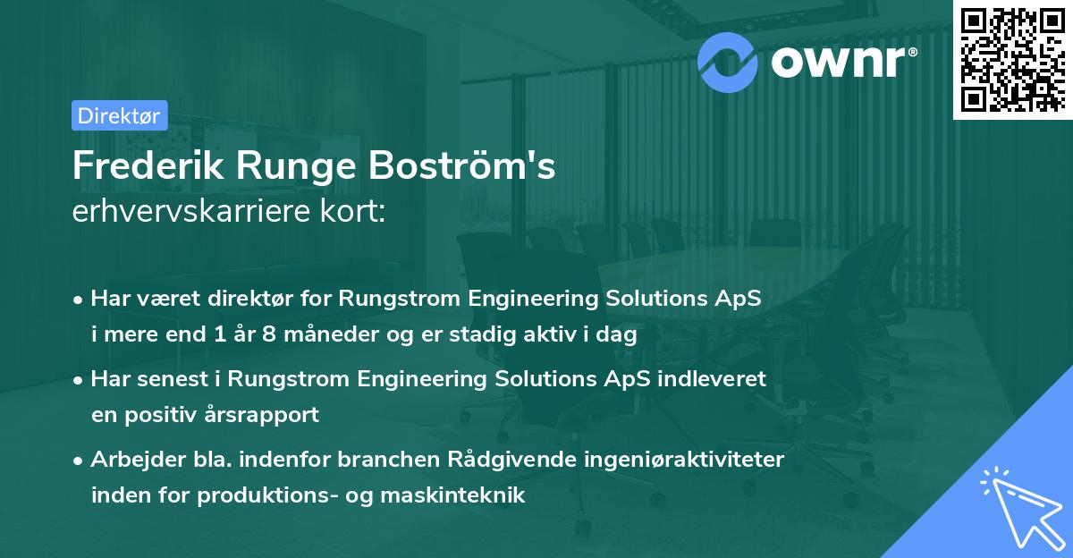 Frederik Runge Boström's erhvervskarriere kort