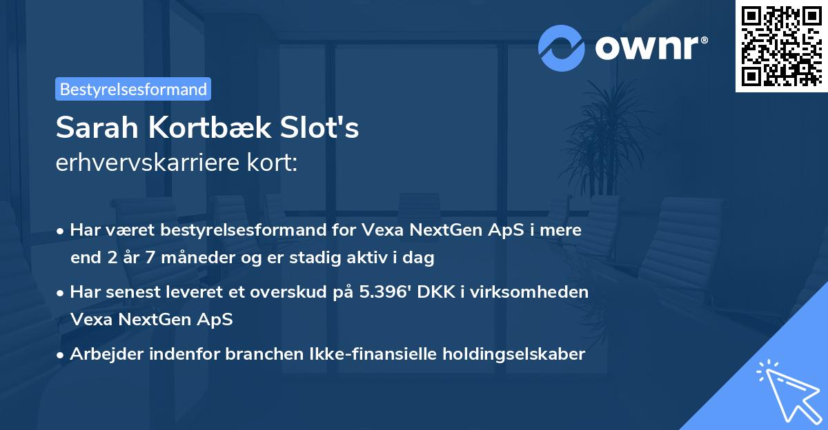 Sarah Kortbæk Slot's erhvervskarriere kort