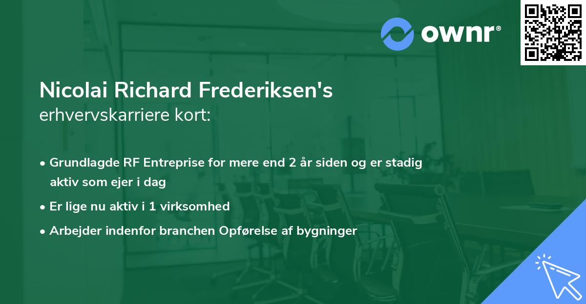 Nicolai Richard Frederiksen's erhvervskarriere kort