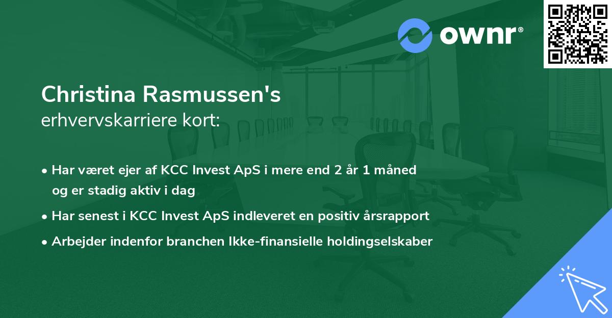 Christina Rasmussen's erhvervskarriere kort