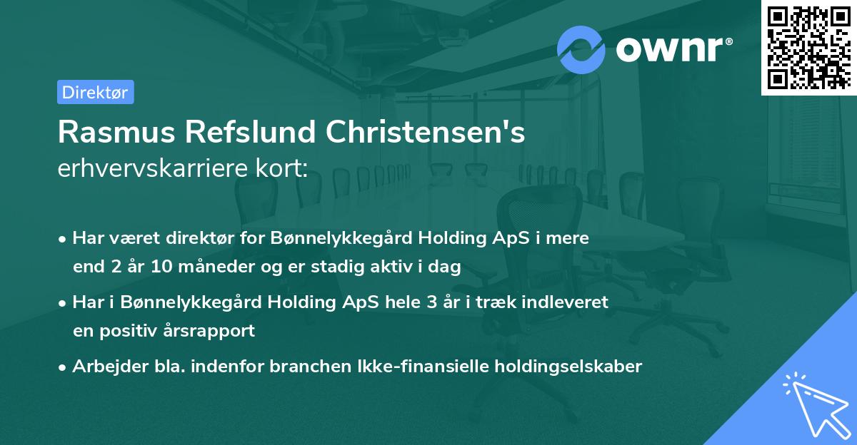 Rasmus Refslund Christensen's erhvervskarriere kort