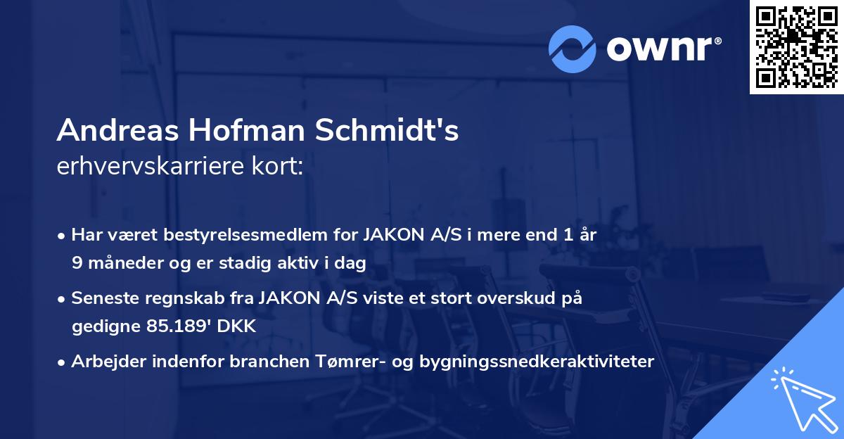 Andreas Hofman Schmidt's erhvervskarriere kort