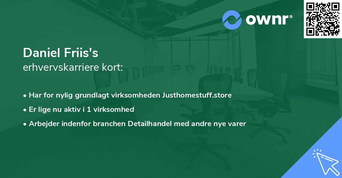 Daniel Friis's erhvervskarriere kort