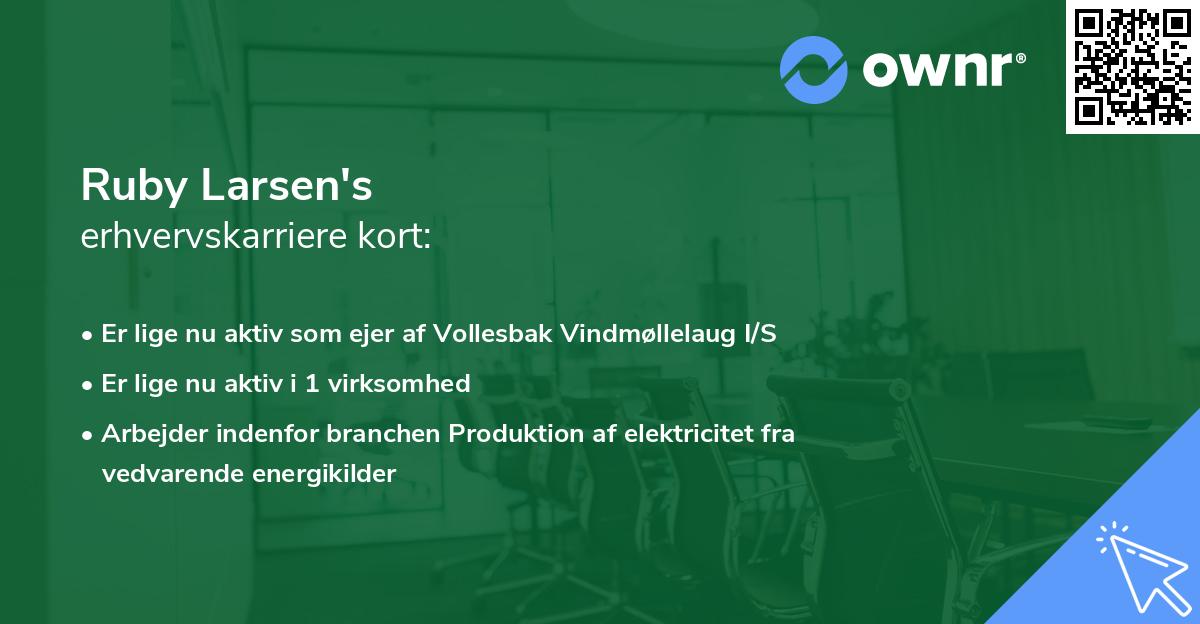 Ruby Larsen's erhvervskarriere kort