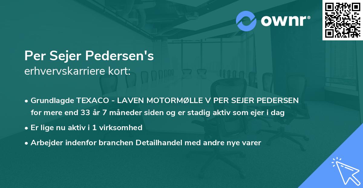 Per Sejer Pedersen's erhvervskarriere kort