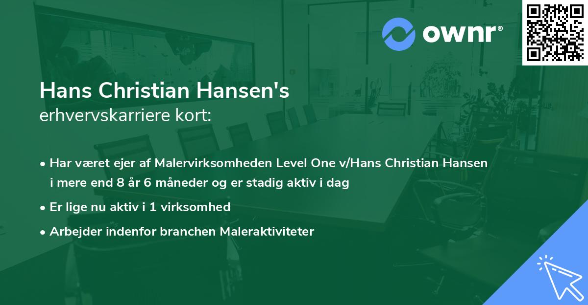 Hans Christian Hansen's erhvervskarriere kort