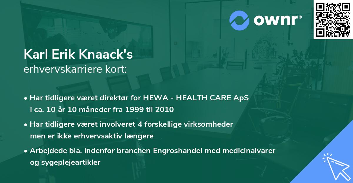 Karl Erik Knaack's erhvervskarriere kort