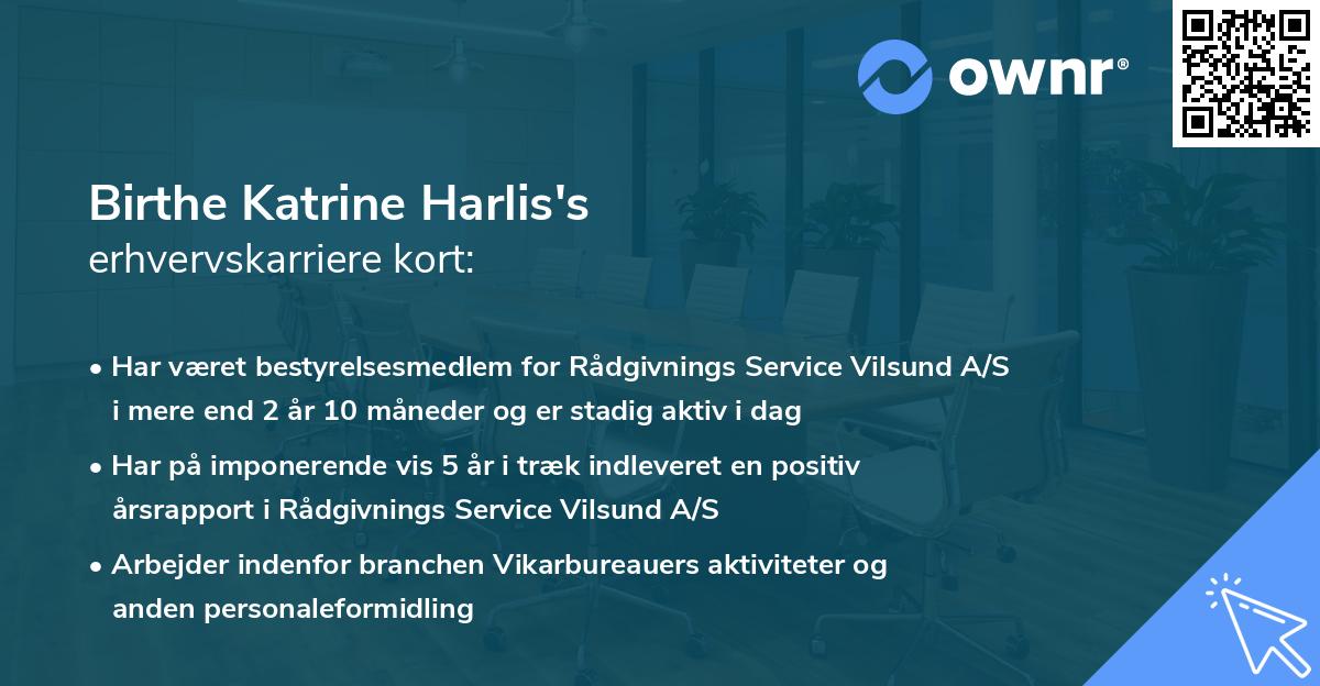 Birthe Katrine Harlis's erhvervskarriere kort