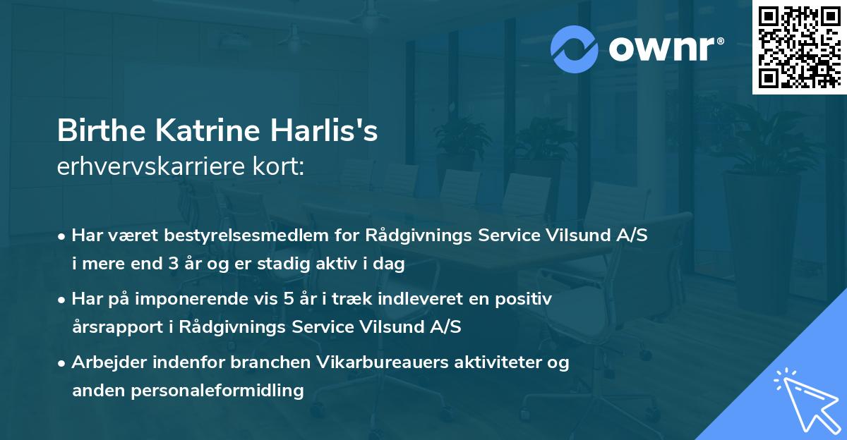 Birthe Katrine Harlis's erhvervskarriere kort