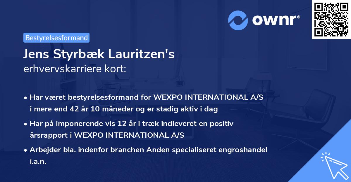 Jens Styrbæk Lauritzen's erhvervskarriere kort