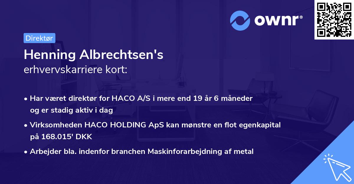 Henning Albrechtsen's erhvervskarriere kort