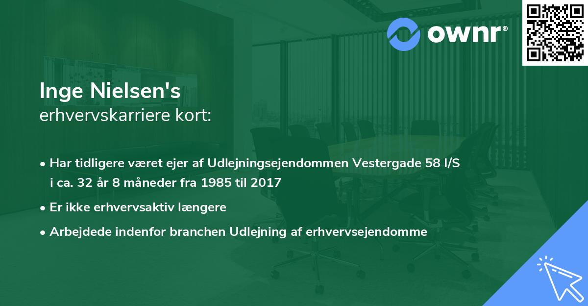 Inge Nielsen's erhvervskarriere kort