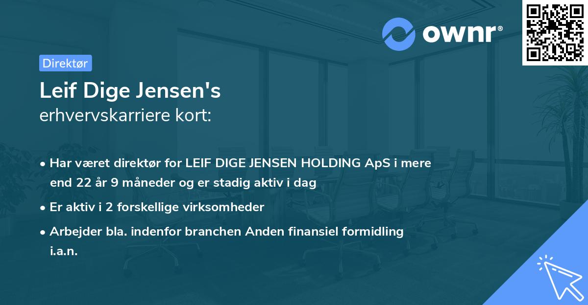 Leif Dige Jensen's erhvervskarriere kort