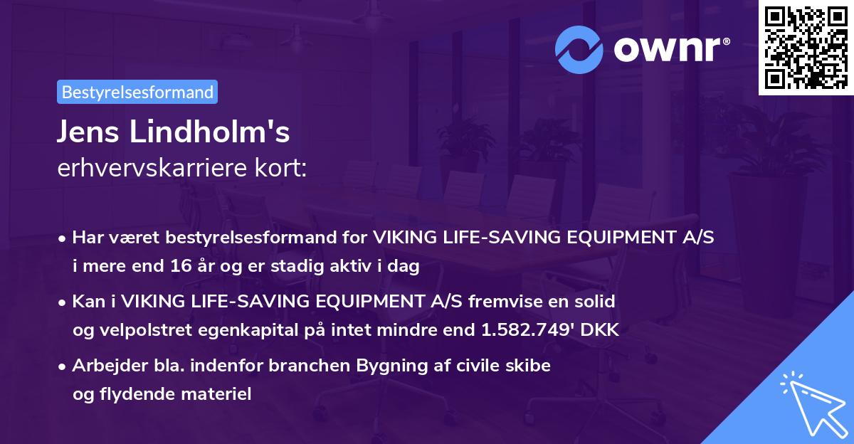 Jens Lindholm's erhvervskarriere kort