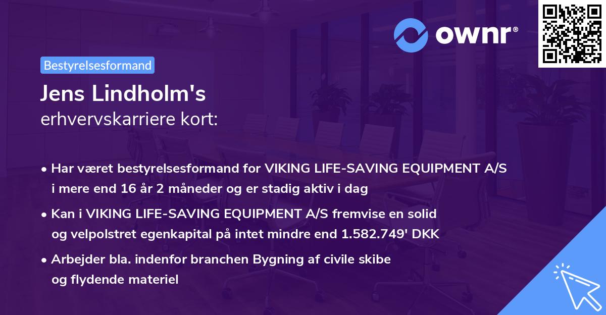 Jens Lindholm's erhvervskarriere kort