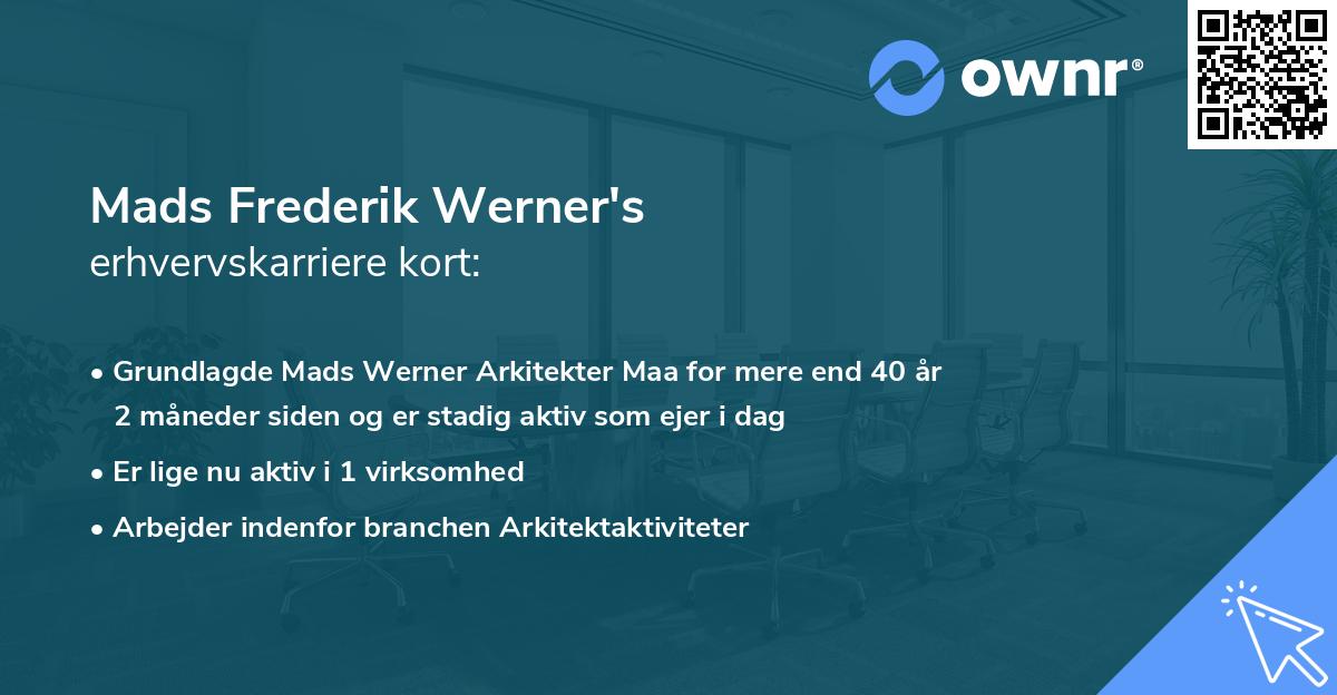 Mads Frederik Werner's erhvervskarriere kort