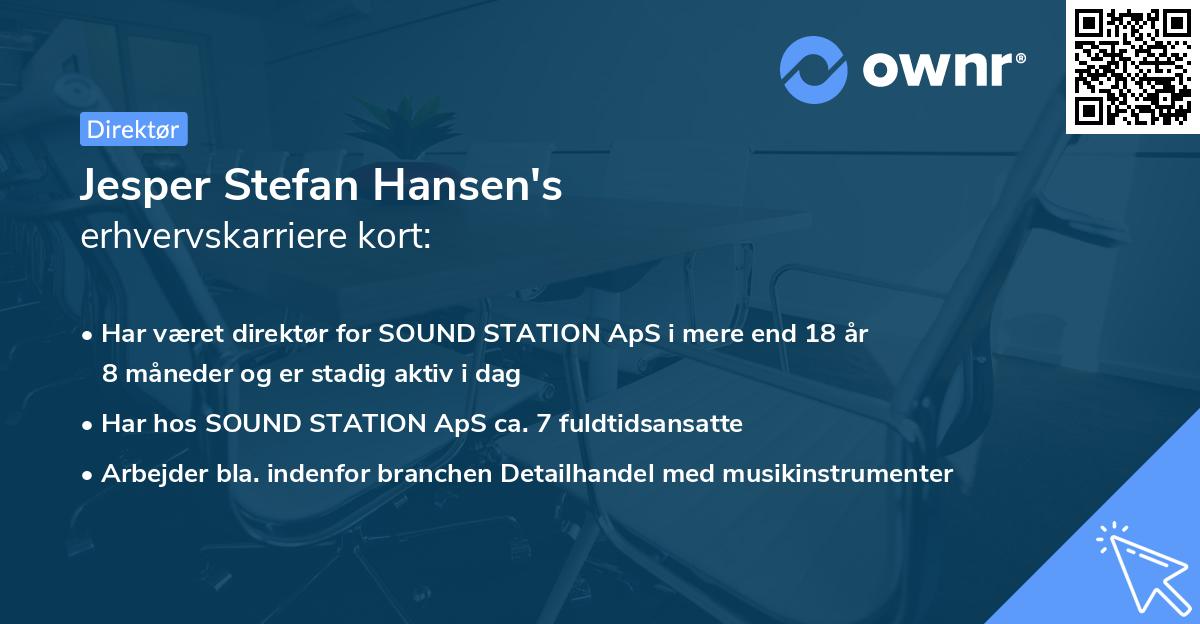 Jesper Stefan Hansen's erhvervskarriere kort