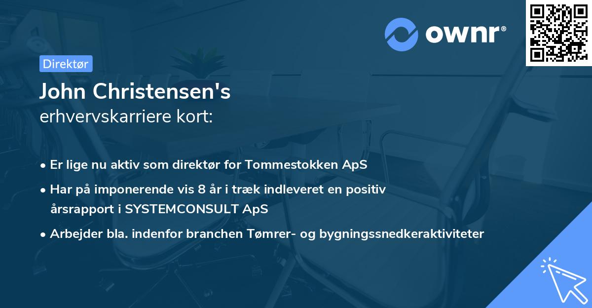John Christensen's erhvervskarriere kort