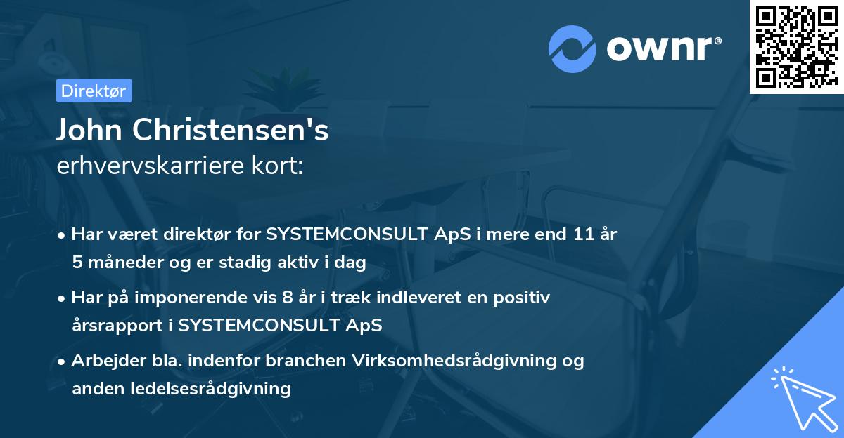 John Christensen's erhvervskarriere kort