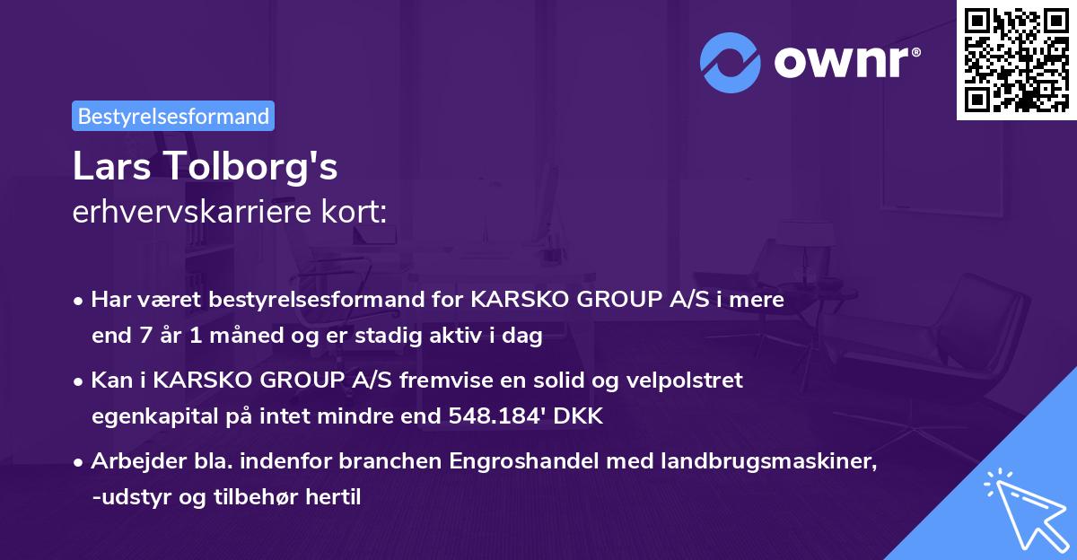 Lars Tolborg's erhvervskarriere kort