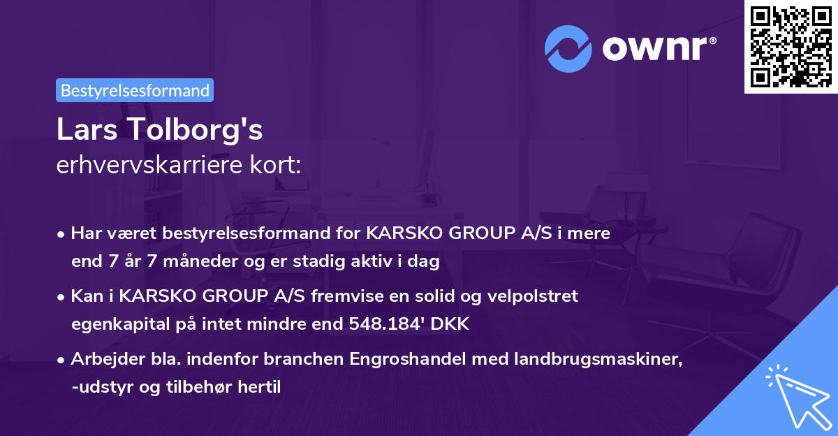 Lars Tolborg's erhvervskarriere kort