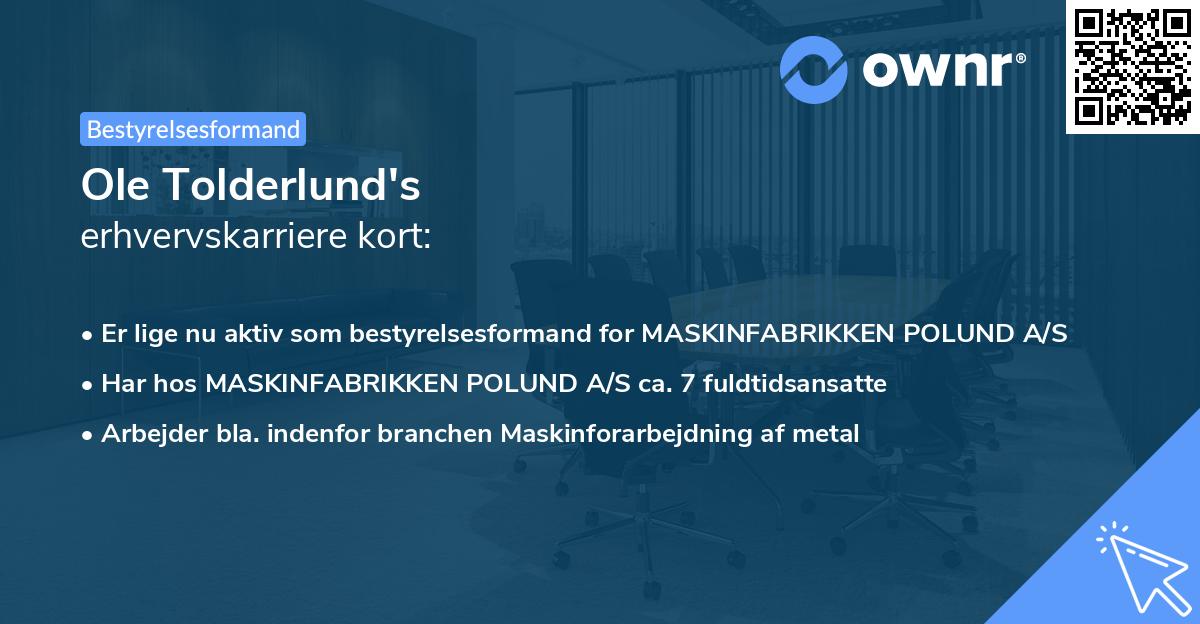 Ole Tolderlund's erhvervskarriere kort