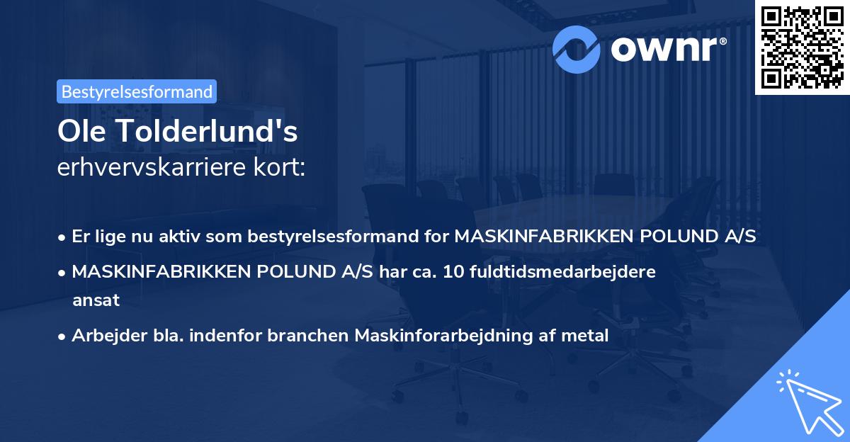 Ole Tolderlund's erhvervskarriere kort