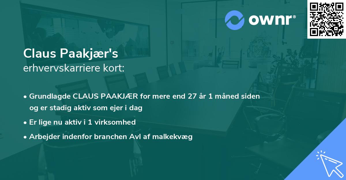 Claus Paakjær's erhvervskarriere kort