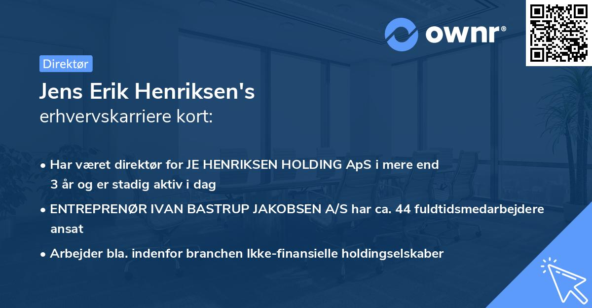 Jens Erik Henriksen's erhvervskarriere kort